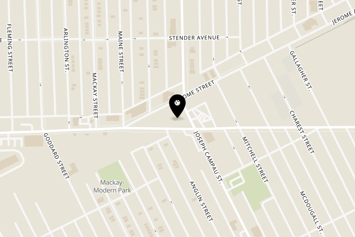 Map showing the location of Holy Bowly on 2801 E McNichols Rd in Detroit